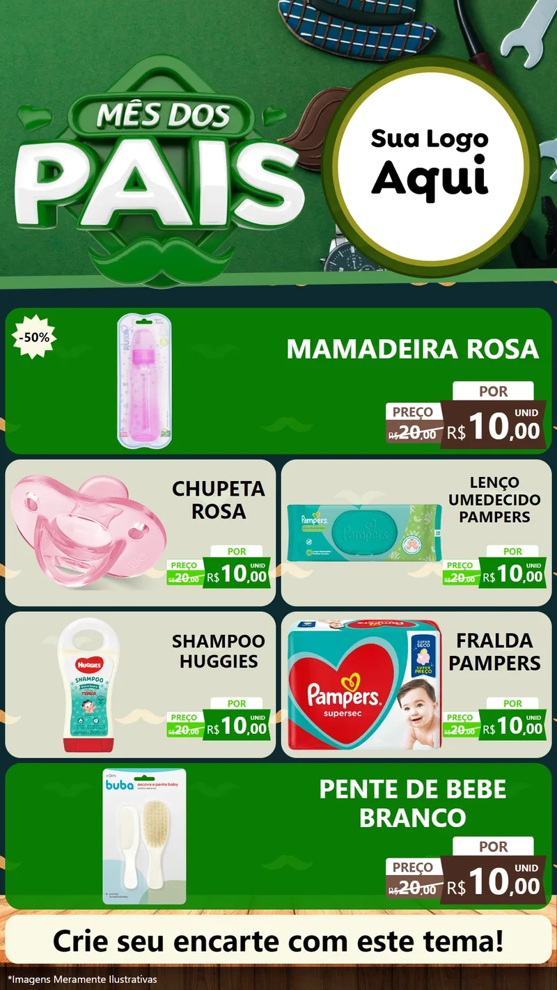 Modelo de TV para TV Vertical com o tema Mês dos Pais para Bebês