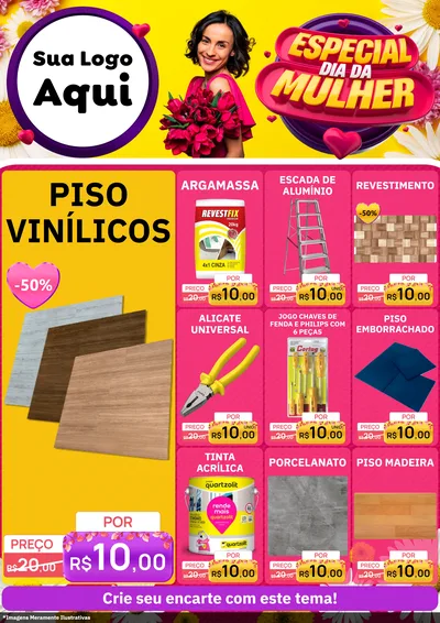 Modelo de Encarte para Encarte A4 Vertical com o tema Especial Dia da Mulher para Material para Construção