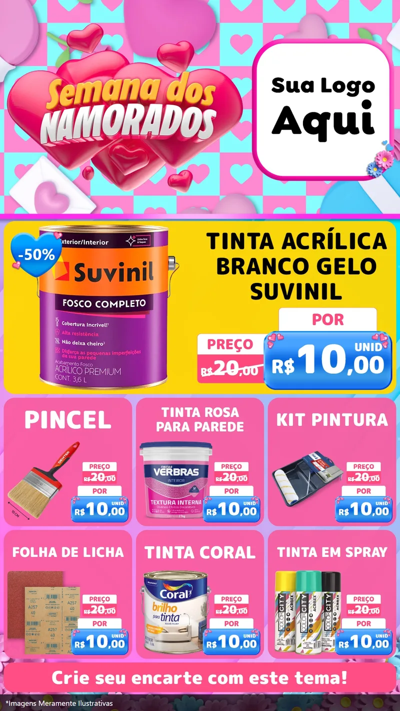 Modelo de Rede Social para Stories com o tema Semana dos Namorados para Tintas e Ferramentas