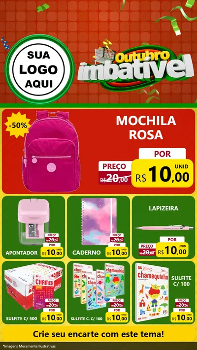Modelo de Rede Social para Stories com o tema Outubro Imbatível para Papelaria