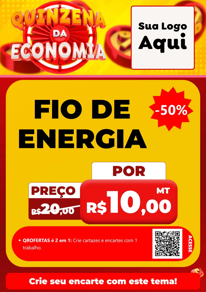 Modelo de Cartaz para Cartaz A4 Vertical com o tema Quinzena Da Economia para Materiais Elétricos