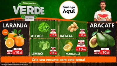 Modelo de TV para TV Horizontal com o tema Terça e Quarta Verde para Hortifrúti