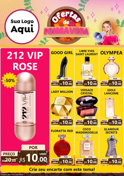 Modelo de Encarte para Encarte A4 Vertical com o tema Ofertas de Primavera para Perfumes