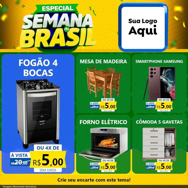 Modelo de Rede Social para Feed Facebook com o tema Especial Semana do Brasil para Móveis e Eletro