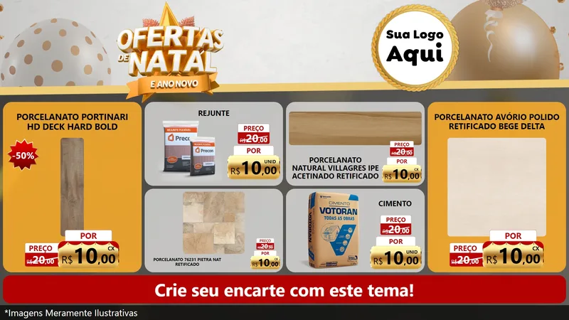 Modelo de TV para TV Horizontal com o tema Ofertas De Natal E Ano Novo para Pisos e revestimentos