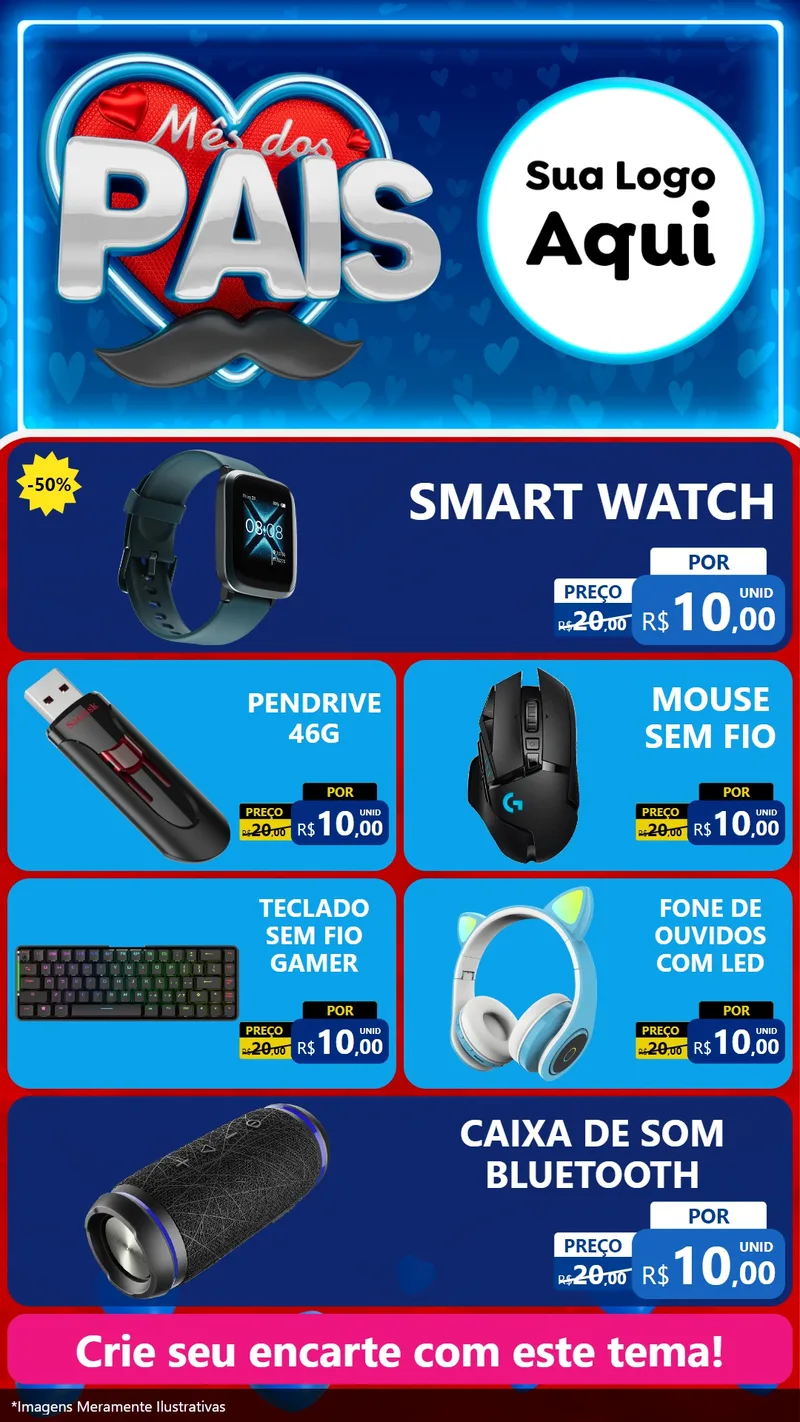 Modelo de TV para TV Vertical com o tema Mês Dos Pais para Informática