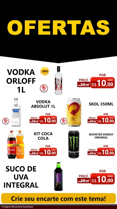 Modelo de TV para TV Vertical com o tema Ofertas Preto e Vermelho Cartaz para Distribuidora de bebidas