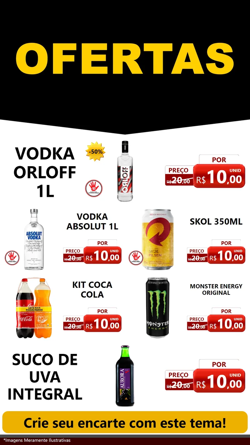 Modelo de TV para TV Vertical com o tema Ofertas Preto e Vermelho Cartaz para Distribuidora de bebidas