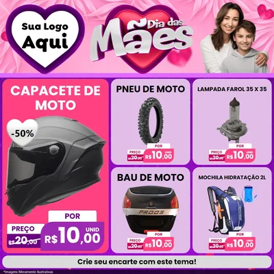 Modelo de Rede Social para Feed Facebook com o tema Dia das Mães para Moto peças