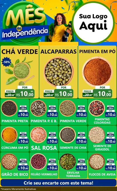 Modelo de Encarte para Encarte Grande com o tema Mês da Independência para Produtos Naturais