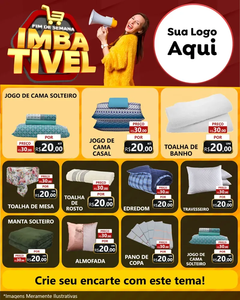 Modelo de Rede Social para Feed Instagram com o tema Fim de Semana Imbatível para Cama, Mesa e Banho