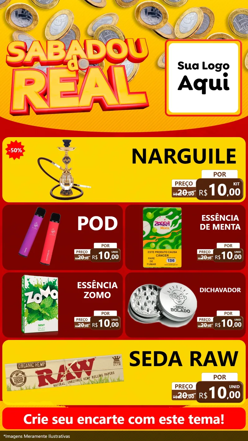 Modelo de TV para TV Vertical com o tema Sabadou do Real para Tabacaria