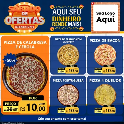 Modelo de Rede Social para Feed Facebook com o tema Sábado de Ofertas Imperdíveis para Pizzaria