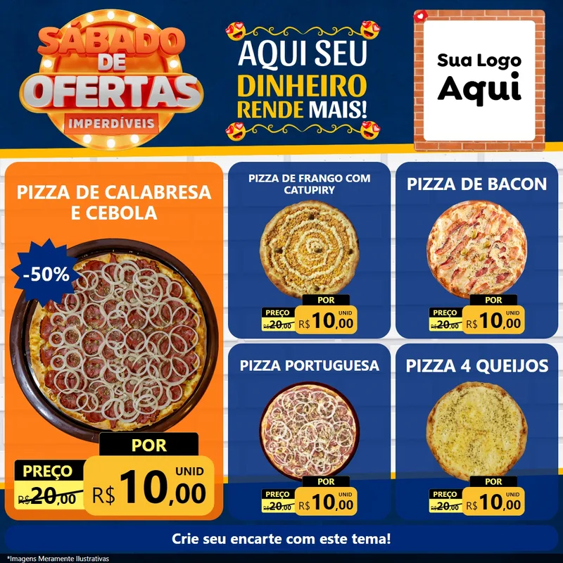 Modelo de Rede Social para Feed Facebook com o tema Sábado de Ofertas Imperdíveis para Pizzaria