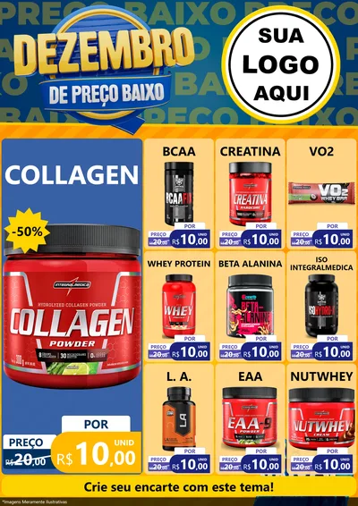 Modelo de Encarte para Encarte A4 Vertical com o tema Dezembro de Preço Baixo para Suplementos alimentares