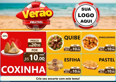Modelo de Encarte para Encarte A4 Horizontal com o tema Verão Imbatível para Salgadaria