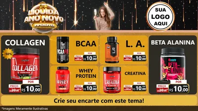 Modelo de TV para TV Horizontal com o tema Liquida Ano Novo Imperdível para Suplementos alimentares