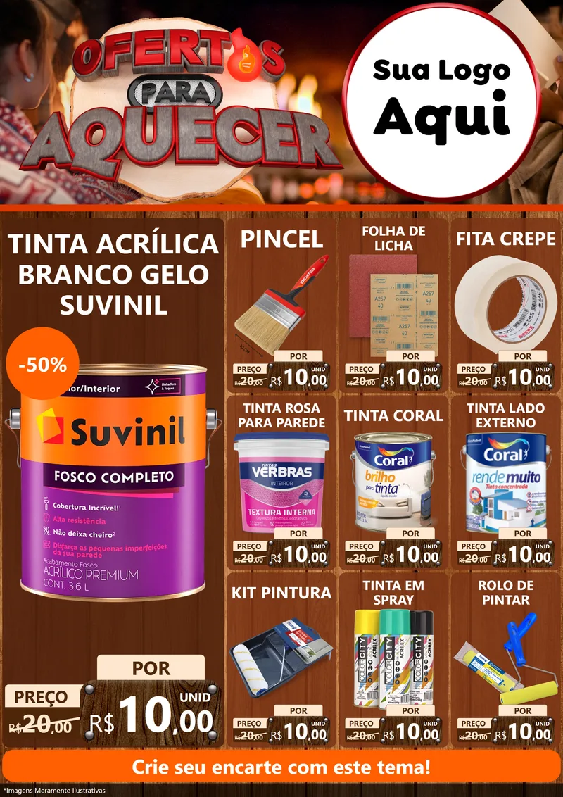 Modelo de Encarte para Encarte A4 Vertical com o tema Ofertas Para Aquecer para Tintas e Ferramentas