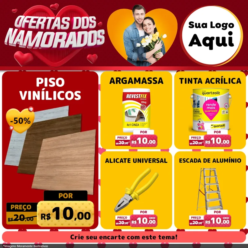 Modelo de Rede Social para Feed Facebook com o tema Ofertas Dos Namorados para Material para Construção