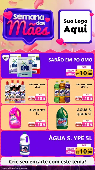 Modelo de TV para TV Vertical com o tema Semana das Mães para Produtos de Limpeza