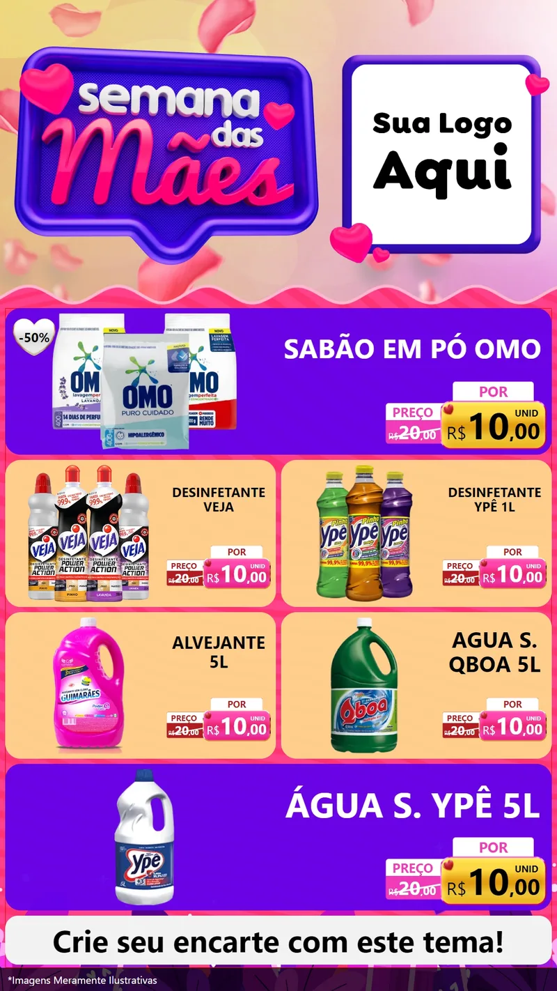 Modelo de TV para TV Vertical com o tema Semana das Mães para Produtos de Limpeza