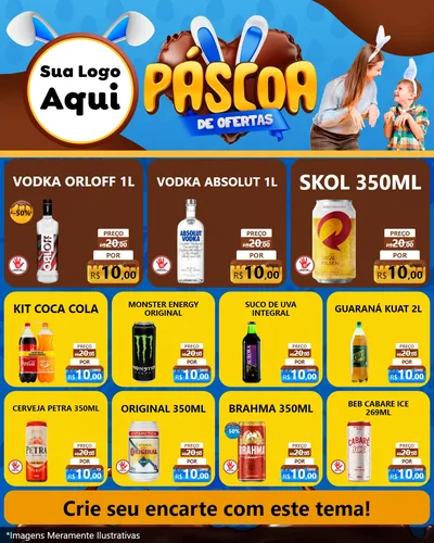 Modelo de Rede Social para Feed Instagram com o tema Páscoa de Ofertas para Distribuidora de bebidas