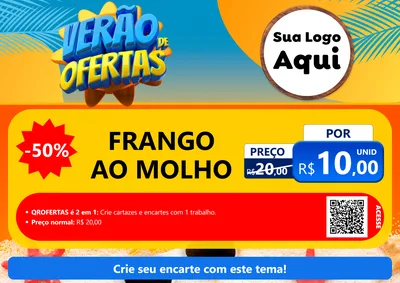 Modelo de Cartaz para Cartaz A4 Horizontal com o tema Verão de Ofertas para Restaurante