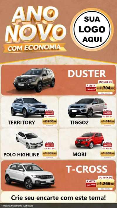 Modelo de TV para TV Vertical com o tema Ano Novo Com Economia para Concessionaria de Carros