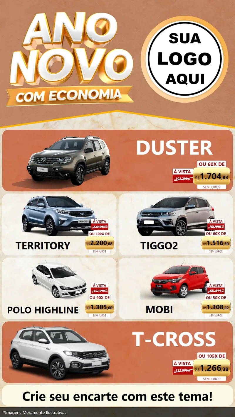 Modelo de TV para TV Vertical com o tema Ano Novo Com Economia para Concessionaria de Carros