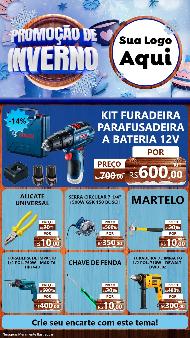 Modelo de Rede Social para Stories com o tema Promoção de Inverno para Maquinas e Ferramentas