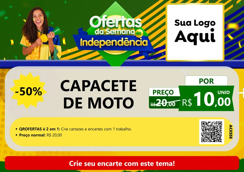 Modelo de Cartaz para Cartaz A4 Horizontal com o tema Ofertas da Semana da Independência para Moto peças
