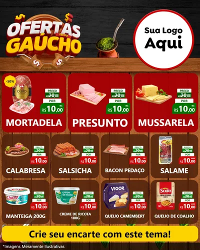 Modelo de Rede Social para Feed Instagram com o tema Ofertas Dia do Gaúcho para Frios e Laticínios
