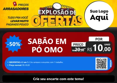 Modelo de Cartaz para Cartaz A4 Horizontal com o tema Explosão de Ofertas para Produtos de Limpeza