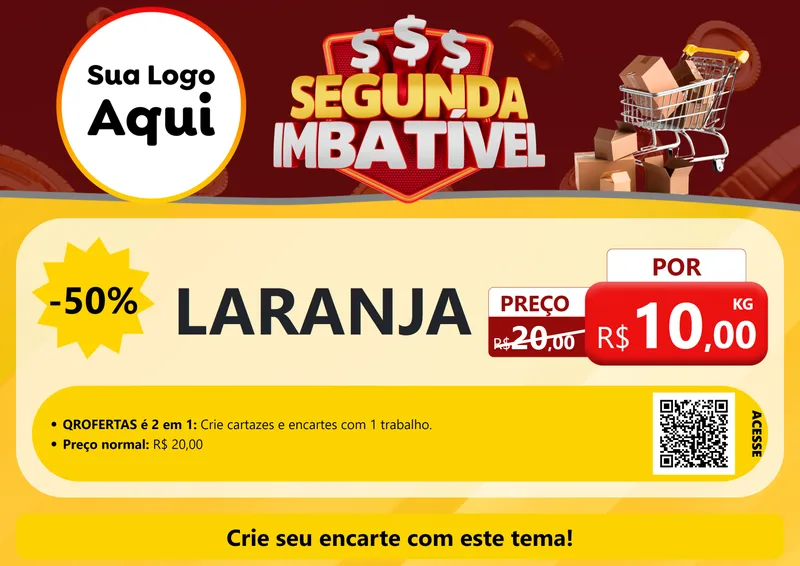 Modelo de Cartaz para Cartaz A4 Horizontal com o tema Segunda Imbatível para Hortifrúti