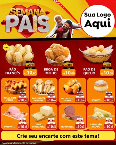 Modelo de Rede Social para Feed Instagram com o tema Semana Dos Pais para Padaria