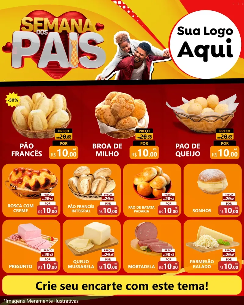 Modelo de Rede Social para Feed Instagram com o tema Semana Dos Pais para Padaria