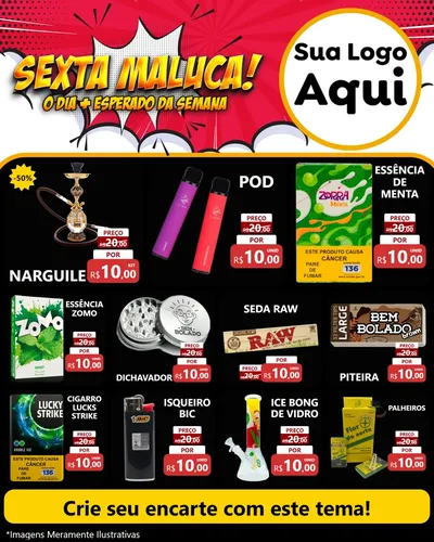 Modelo de Rede Social para Feed Instagram com o tema Sexta Maluca! para Tabacaria