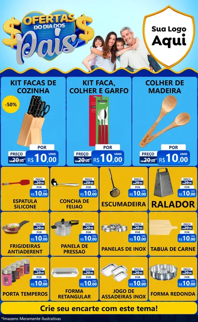 Modelo de Encarte para Encarte Grande com o tema Ofertas do Dia dos Pais para Utilidades Domésticas