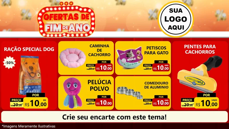 Modelo de TV para TV Horizontal com o tema Ofertas de Fim de Ano para Pet Shop