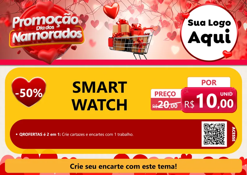 Modelo de Cartaz para Cartaz A4 Horizontal com o tema Promoção Dia dos Namorados para Informática