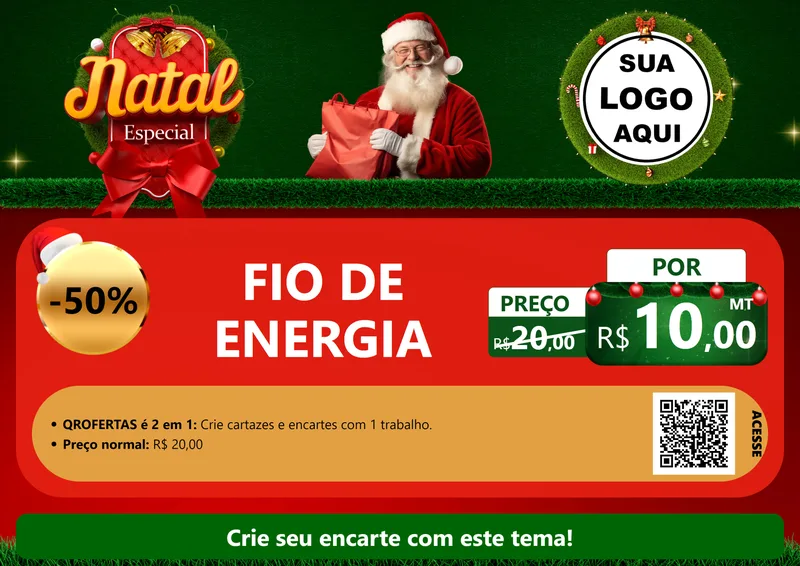 Modelo de Cartaz para Cartaz A4 Horizontal com o tema Natal Especial para Materiais Elétricos