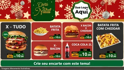 Modelo de TV para TV Horizontal com o tema Natal de Ofertas para Hamburgueria