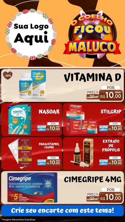Modelo de TV para TV Vertical com o tema O Coelho Ficou Maluco - Páscoa para Farmácia