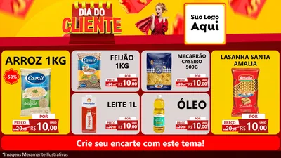 Modelo de TV para TV Horizontal com o tema Dia do Cliente para Supermercado