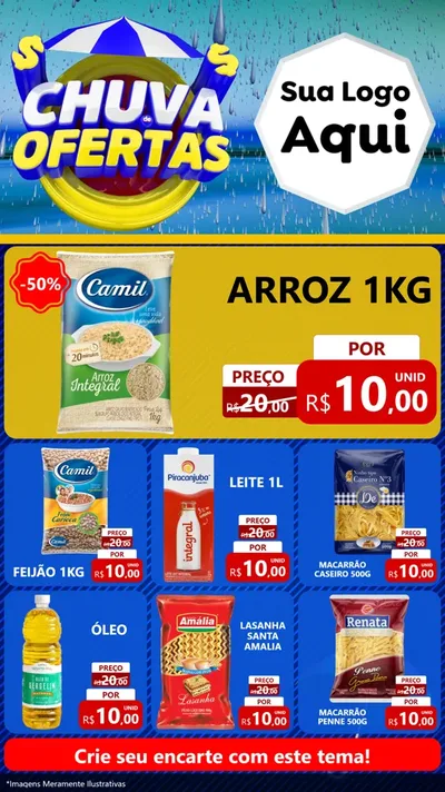 Modelo de Rede Social para Stories com o tema Chuva de Ofertas para Supermercado