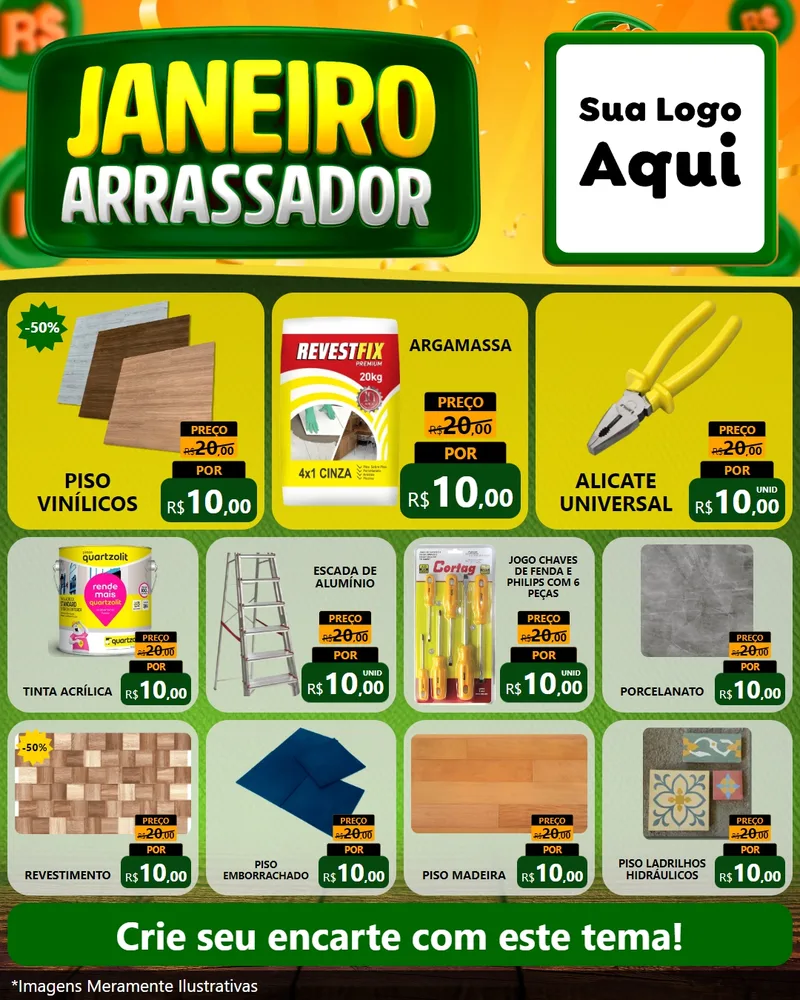 Modelo de Rede Social para Feed Instagram com o tema Janeiro Arrasador para Material para Construção
