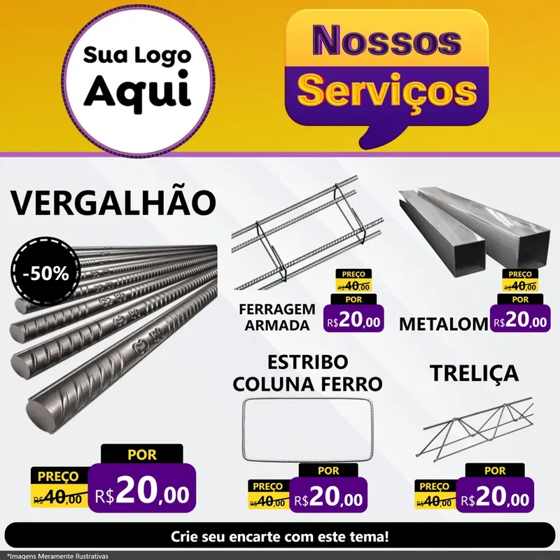 Modelo de Rede Social para Feed Facebook com o tema Nossos Serviços para Ferragens