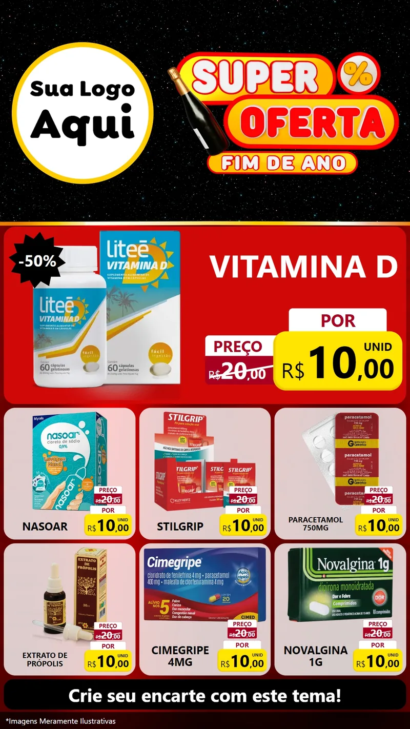 Modelo de Rede Social para Stories com o tema Super Oferta Fim de Ano para Farmácia