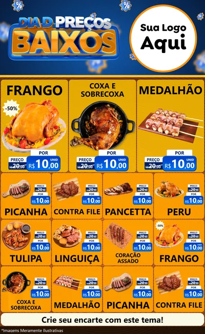 Modelo de Encarte para Encarte Grande com o tema Dia D Preço Baixo para Assados