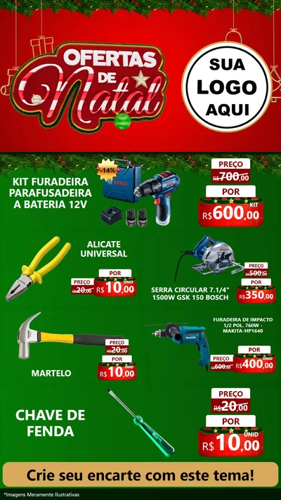 Modelo de TV para TV Vertical com o tema Ofertas de Natal para Maquinas e Ferramentas
